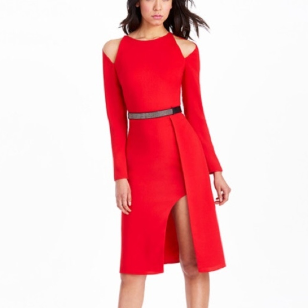 Cold Shoulder Crepe Dress with cut outs